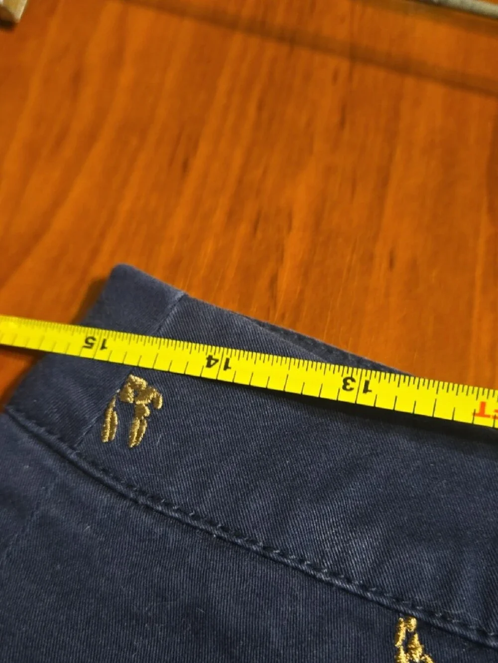 Coldwater Creek Navy and Tan Giraffe Embroidered Cropped Pants - Picture 5 of 8